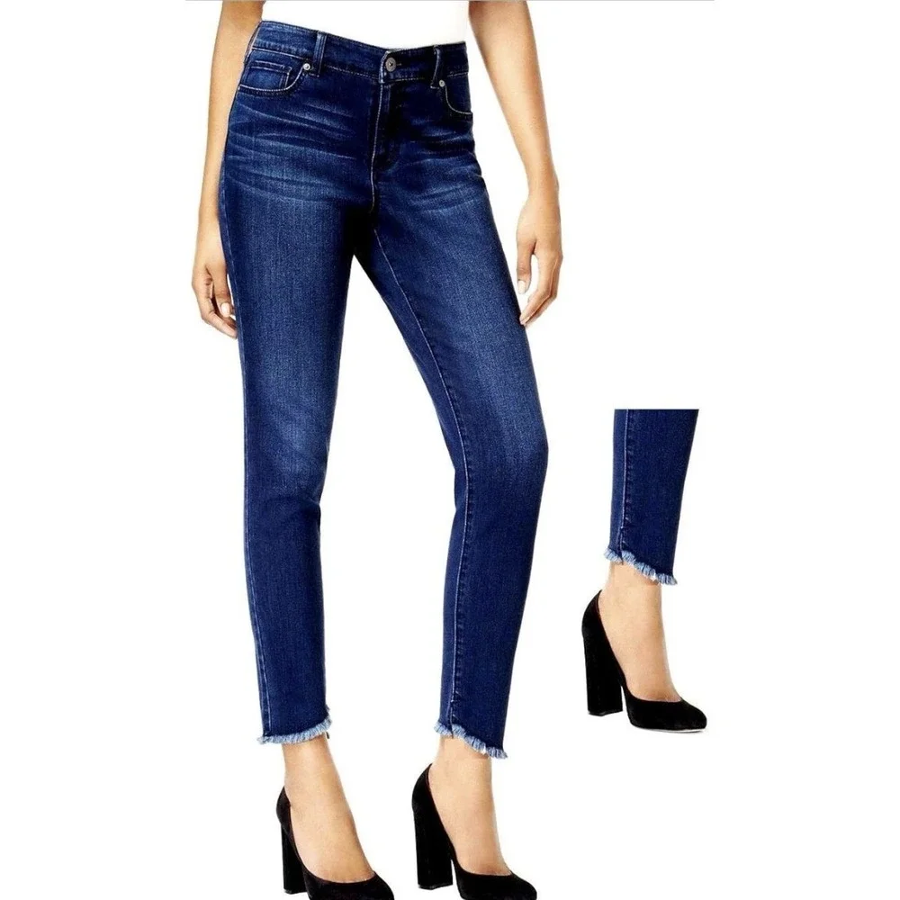Fashion Nova Y2K Skinny Jeans Sz 1 Dark Blue Booty Shaping Stretchy #F Classic